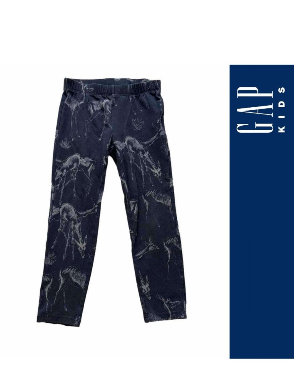 Gap kids | Gray and White Deer Print Stretch Leggings | Size Extra Small (4/5)